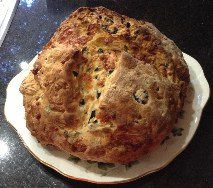 Soda bread with herbs and olives